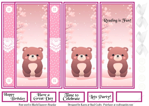 Cute for Girls Bookmark Card 2