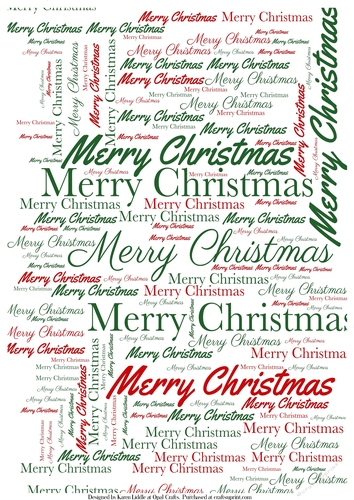 Red & Green Merry Christmas Word Backing Paper