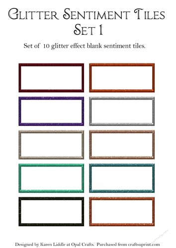 Glitter Effect Blank Sentiment Tiles Set 1