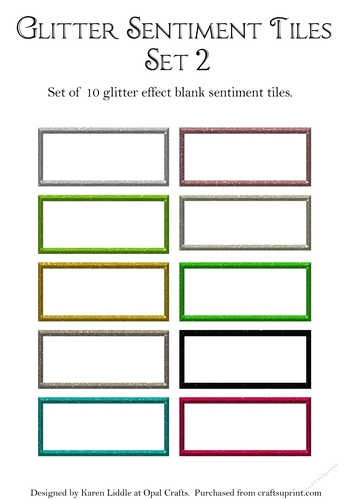 Glitter Effect Blank Sentiment Tiles Set 2