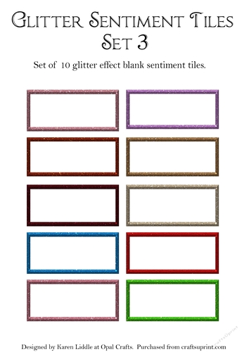 Glitter Effect Blank Sentiment Tiles Set 3