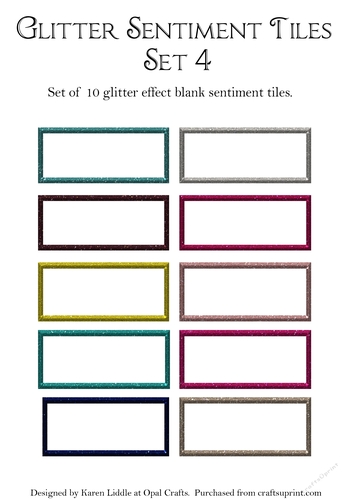 Glitter Effect Blank Sentiment Tiles Set 4