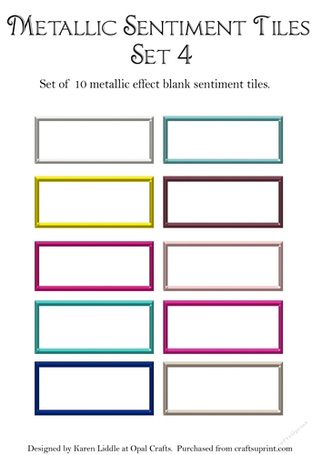 Metallic Effect Blank Sentiment Tiles Set 4