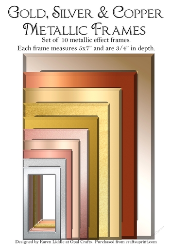 3/4 inch Gold, Silver & Copper Metallic Effect Frames 