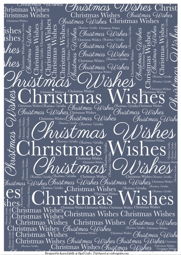 Christmas Wishes Word Backing Paper on Blue Background
