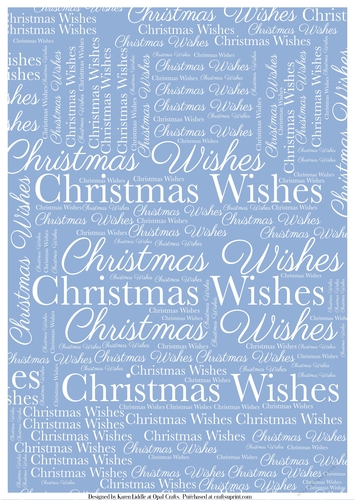 Christmas Wishes Word Backing Paper on Medium Blue Background