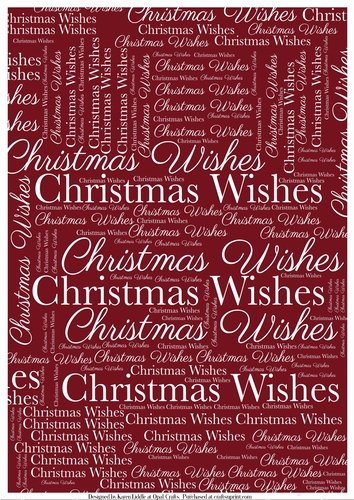 Christmas Wishes Word Backing Paper on Burgundy Background