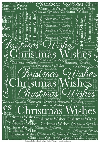 Christmas Wishes Word Backing Paper on Dark Green Background