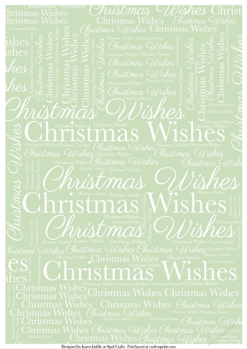 Christmas Wishes Word Backing Paper on Sage Green Background