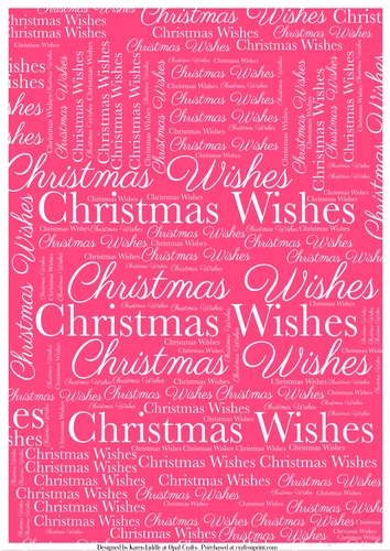 Christmas Wishes Word Backing Paper on Pink Background
