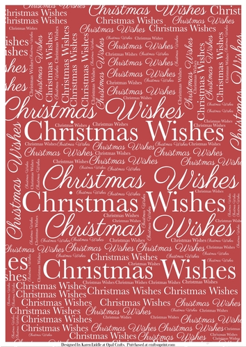 Christmas Wishes Word Backing Paper on Raspberry Background