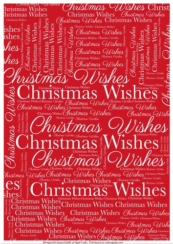 Christmas Wishes Word Backing Paper on Red Background