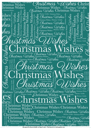 Christmas Wishes Word Backing Paper on Teal Background