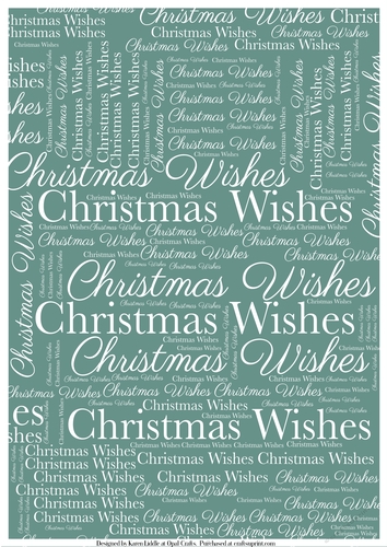 Christmas Wishes Word Backing Paper on Light Teal Background