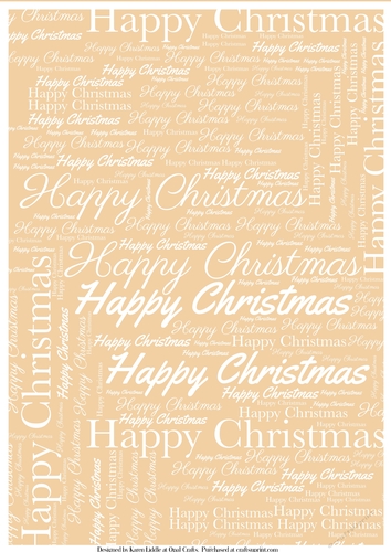 Happy Christmas Word Backing Paper on Light Beige Background