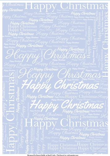 Happy Christmas Word Backing Paper on Light Blue  Background