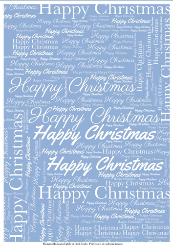 Happy Christmas Word Backing Paper on Medium Blue  Background