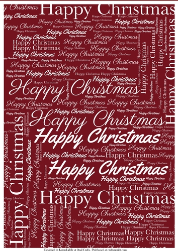 Happy Christmas Word Backing Paper on Burgundy  Background