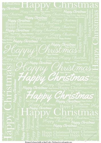 Happy Christmas Word Backing Paper on Sage Green Background