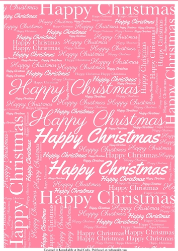 Happy Christmas Word Backing Paper on Light Pink Background