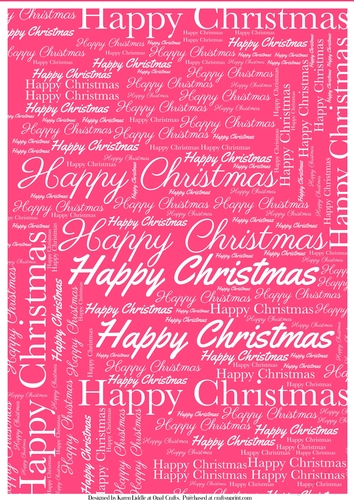 Happy Christmas Word Backing Paper on Pink Background