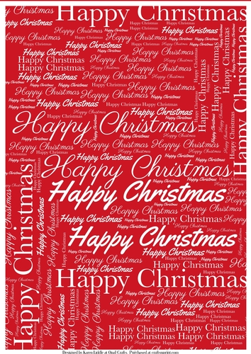 Happy Christmas Word Backing Paper on Red Background