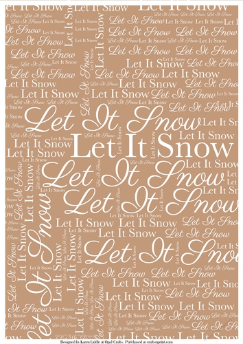 Let It Snow Word Backing Paper on Beige Background