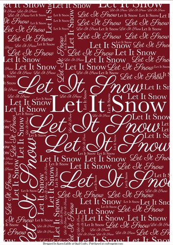 Let It Snow Word Backing Paper on Burgundy Background
