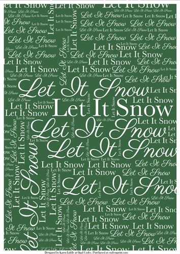 Let It Snow Word Backing Paper on Dark Green Background