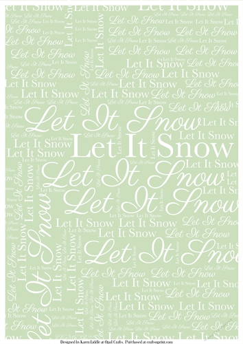 Let It Snow Word Backing Paper on Sage Green Background