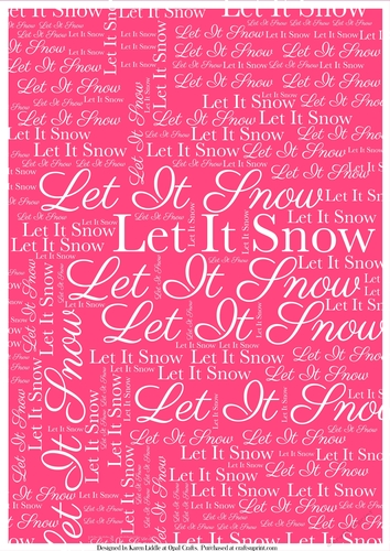 Let It Snow Word Backing Paper on Pink Background