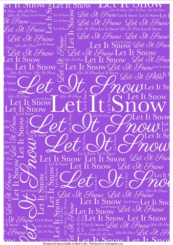 Let It Snow Word Backing Paper on Medium Purple Background