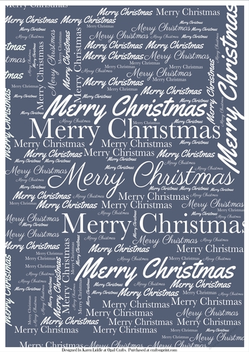 Merry Christmas Word Backing Paper on Blue Background