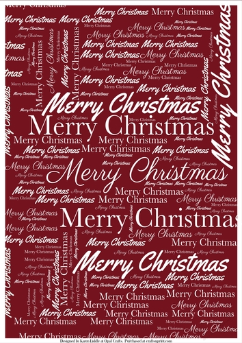 Merry Christmas Word Backing Paper on Burgundy Background