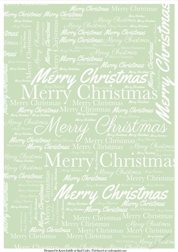 Merry Christmas Word Backing Paper on Sage Green Background