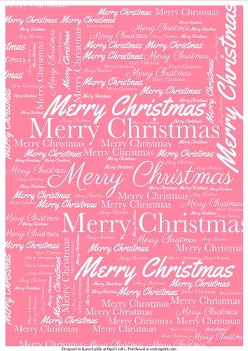 Merry Christmas Word Backing Paper on Light Pink Background