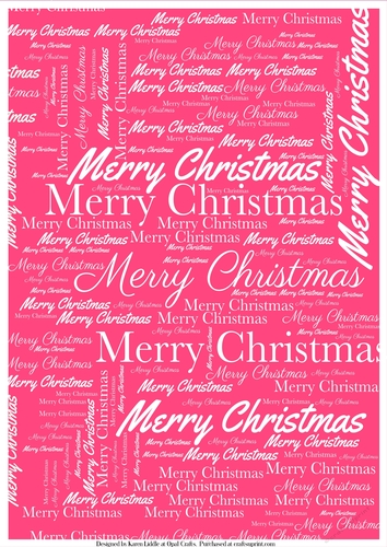 Merry Christmas Word Backing Paper on Pink Background