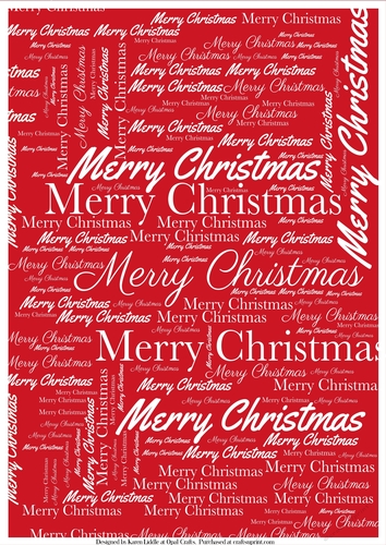 Merry Christmas Word Backing Paper on Red Background