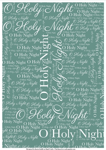 O Holy NIght Word Backing Paper on Light Teal Background