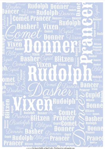 Santas Reindeer Word Backing Paper on Light Blue Background