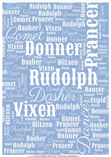 Santas Reindeer Word Backing Paper on Medium Blue Background