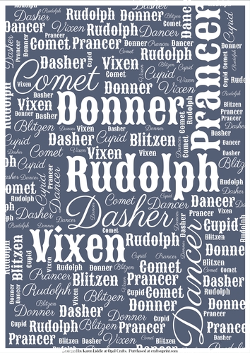 Santas Reindeer Word Backing Paper on Blue Background