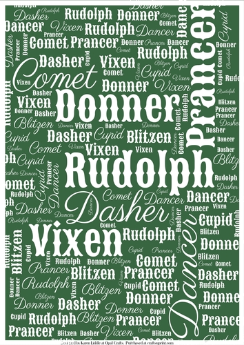 Santas Reindeer Word Backing Paper on Dark Green Background