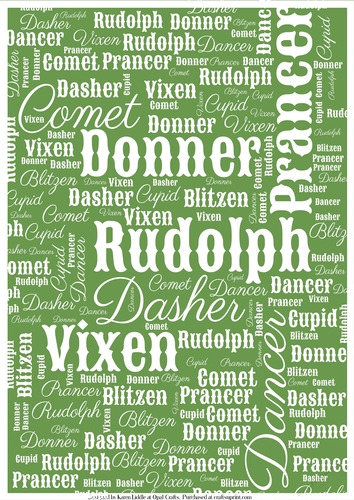 Santas Reindeer Word Backing Paper on Light Green Background
