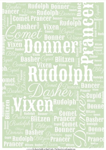 Santas Reindeer Word Backing Paper on Sage Green Background