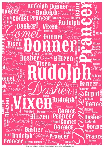 Santas Reindeer Word Backing Paper on Pink Background