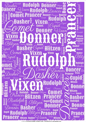 Santas Reindeer Word Backing Paper on Light Purple Background