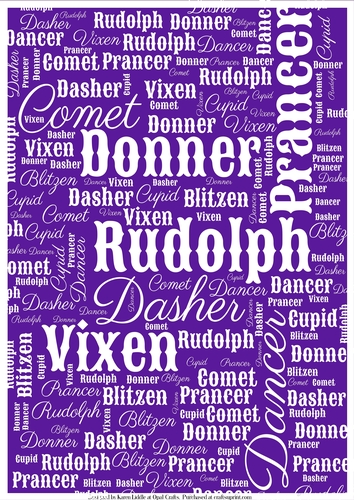 Santas Reindeer Word Backing Paper on Purple Background