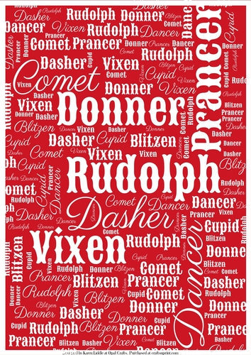 Santas Reindeer Word Backing Paper on Red Background