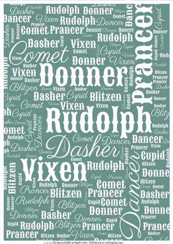 Santas Reindeer Word Backing Paper on Light Teal Background